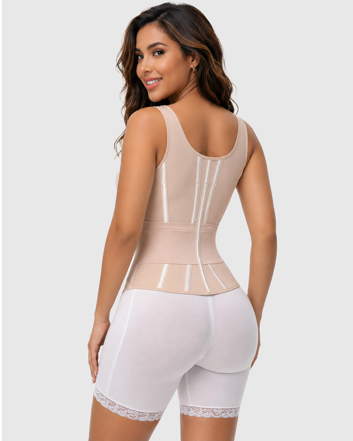Adjustable Strap High Compression Zipper Bustier Shaper Vest  - By Qivii