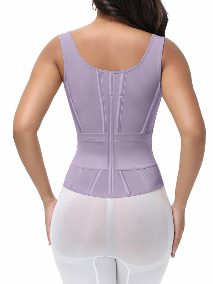 Adjustable Strap High Compression Zipper Bustier Shaper Vest  - By Qivii