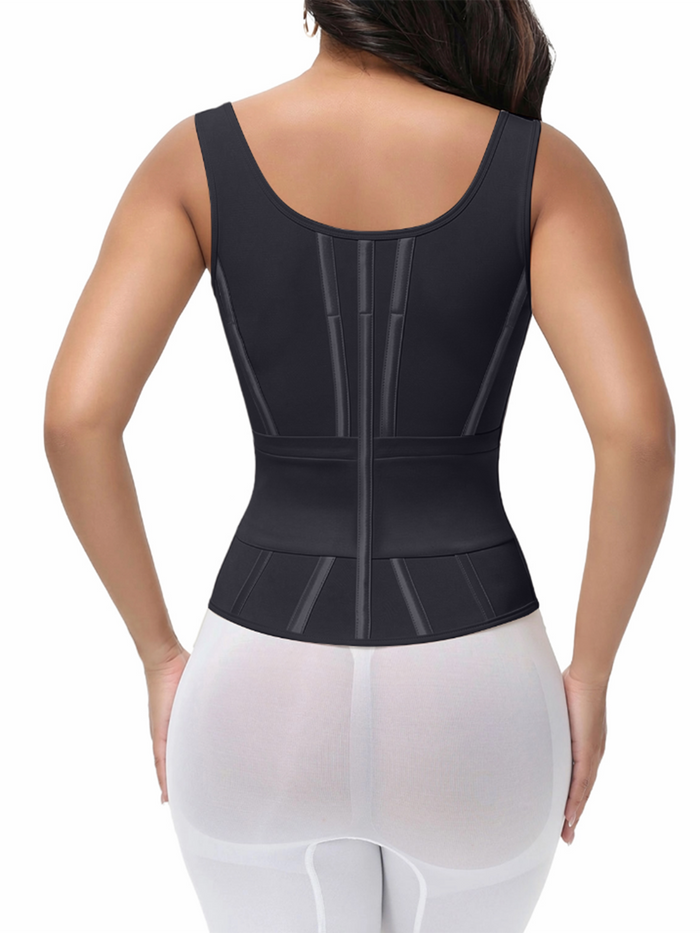 Adjustable Strap High Compression Zipper Bustier Shaper Vest  - By Qivii