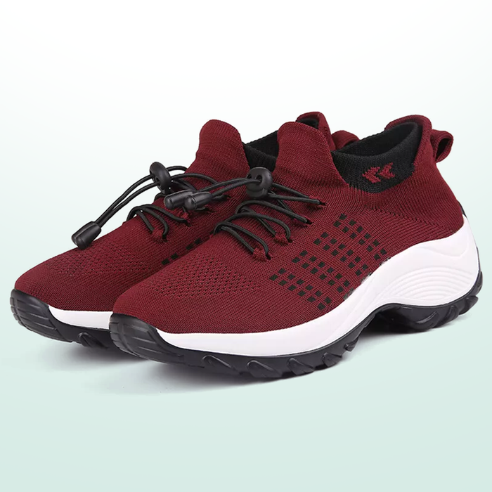 Ambulo Orthopädische Schuhe Strickstoff - Schwarz Rot  - By Qivii