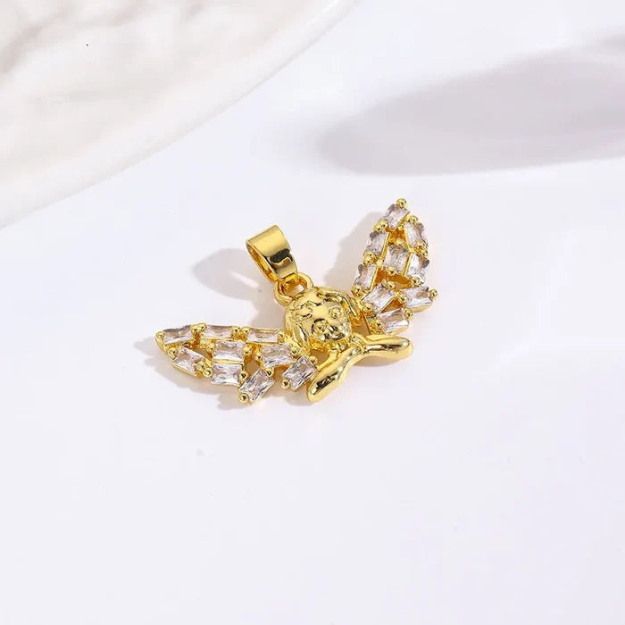 Gold White Zirconium Angel / 1 Pcs/pack
