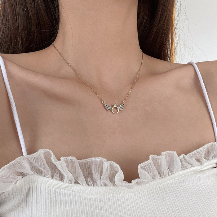 Angel Wings Ring Necklace by Qivii