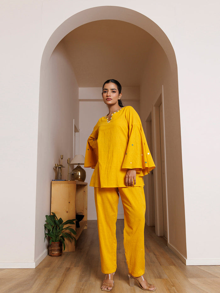 Azalea Yellow Embroidered Co- Ord Set