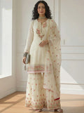 Beige Khatali &  Embroidery Work Sharara Suit