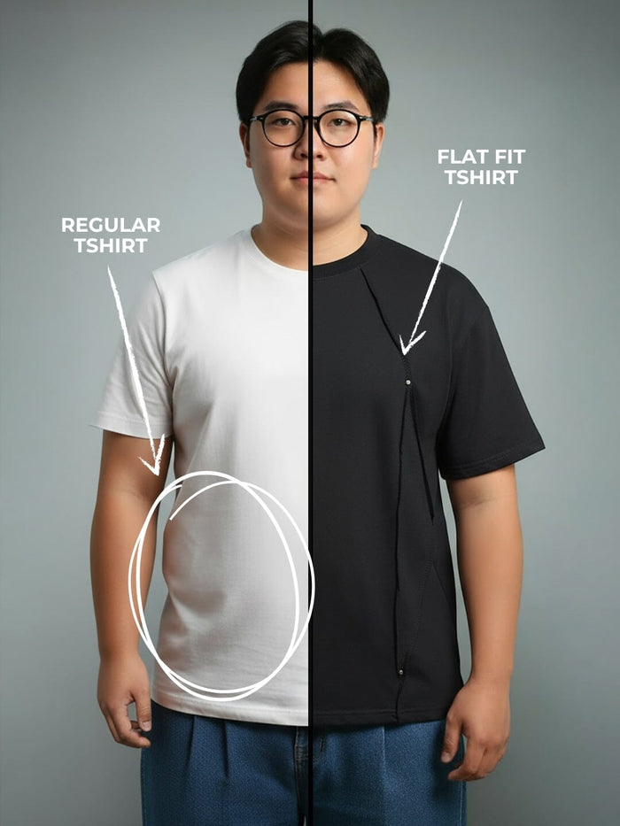 Black Faux Flat Look Cut and Sew Tshirt