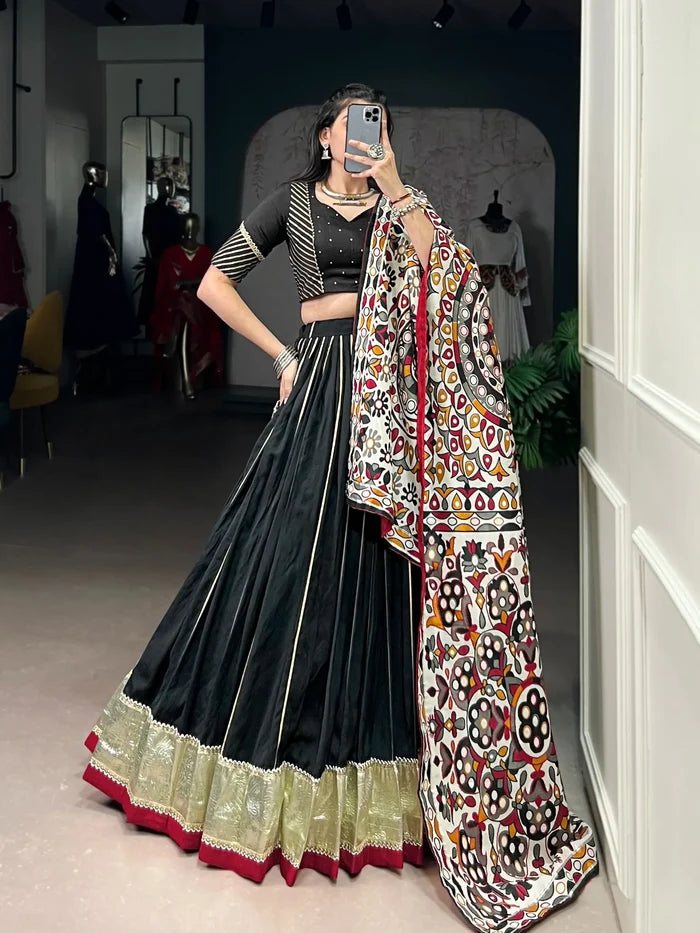 Black Navratri Lehenga Choli With Lace Touch Up