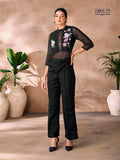 BLACK ORGANZA HANDWORK CO-ORD SET - qivii