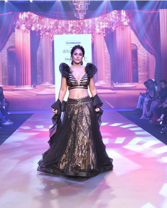 Black Premium Malai Satin Embellished With Heavy Sequins Work , Embroidery Work Lehenga Choli - Inspired | Ready To Wear - qivii