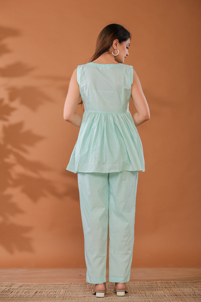 Blue Bell Cotton Embroidered Co- Ord Set