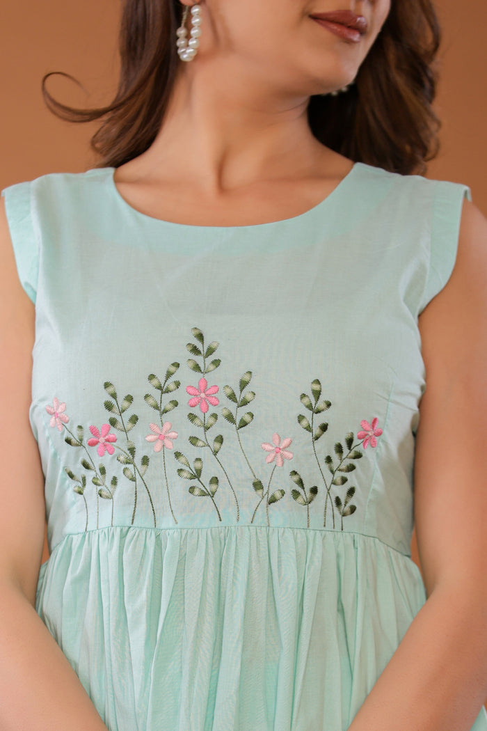 Blue Bell Cotton Embroidered Co- Ord Set