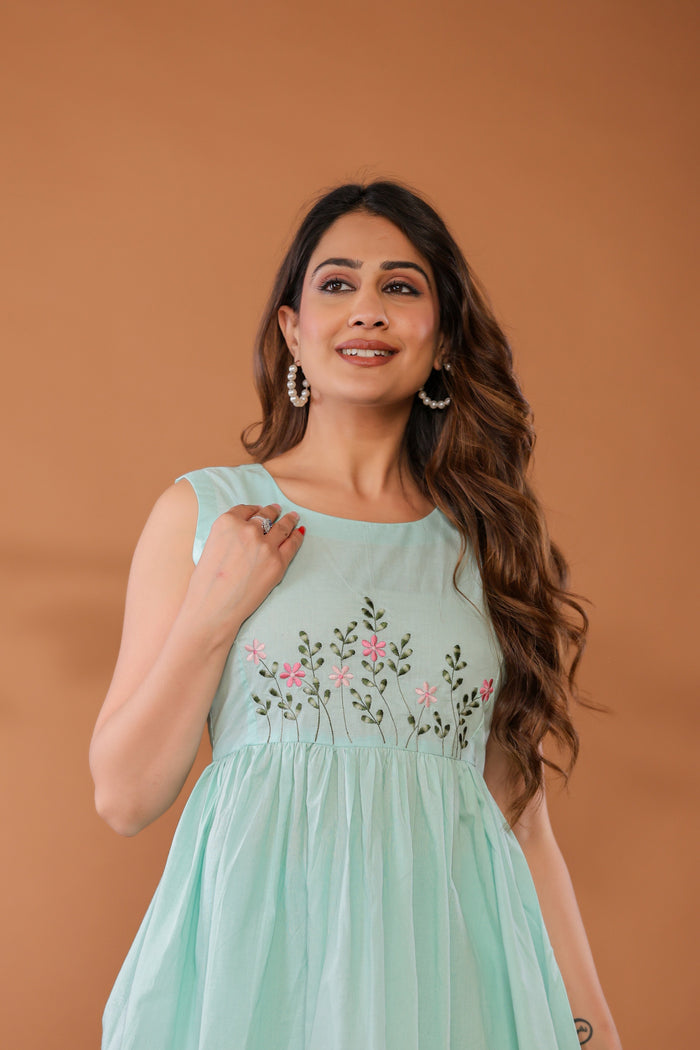Blue Bell Cotton Embroidered Co- Ord Set