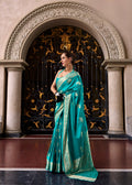 Blue Satin Mungha Silk Saree with Zari Weaving Border and Designer Pallu