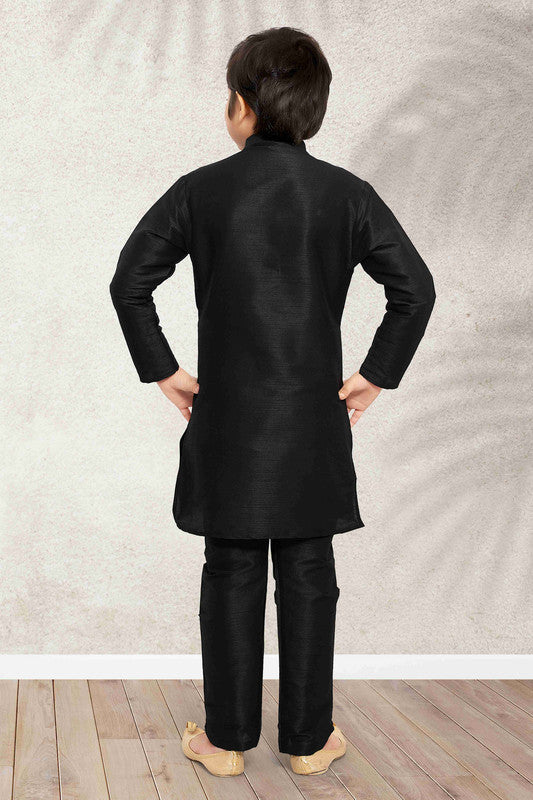 Boy's Maroon Banarasi Silk Digital Printed Jacket Set