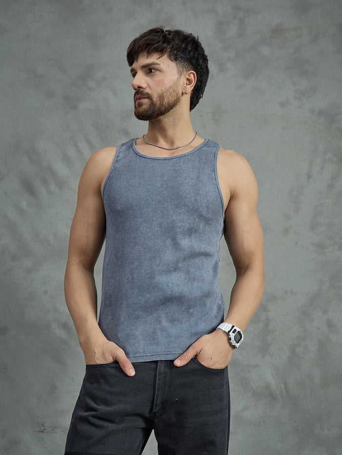Cement Dyed Ribbed Vest