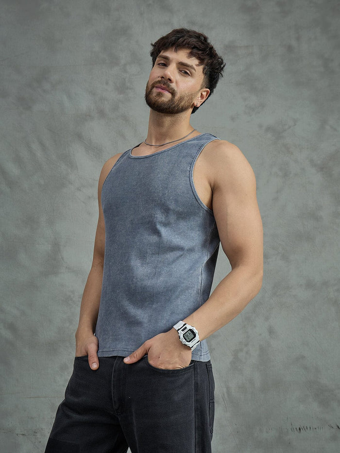 Cement Dyed Ribbed Vest