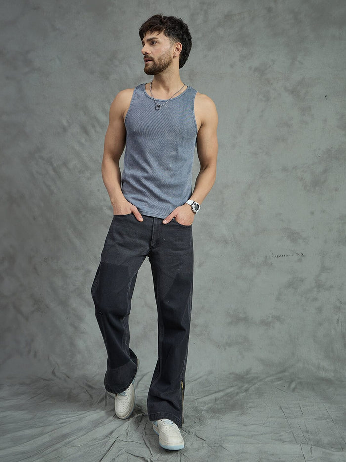 Cement Dyed Ribbed Vest
