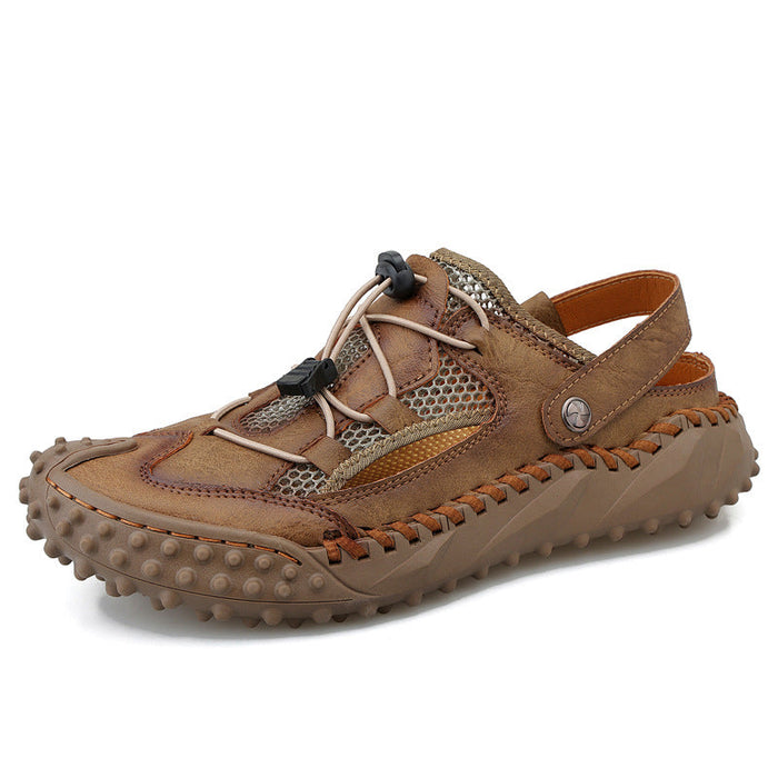 Coast Men’s Closed-Toe Breathable Sandals – Soft Leather & Mesh Adjustable Casual Beach Shoes (US7–12)
