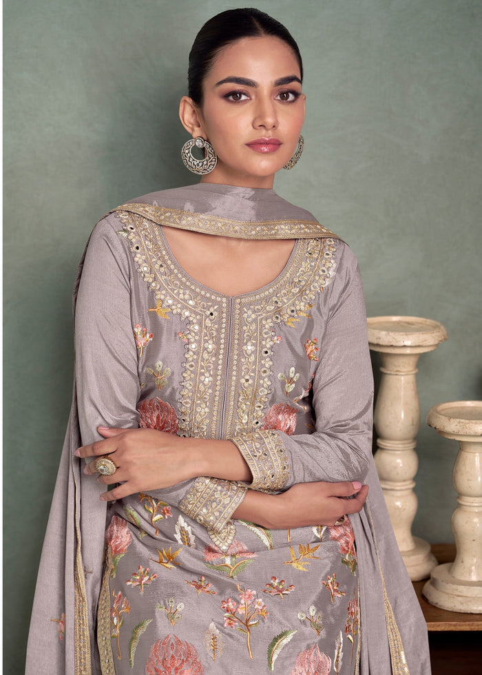 Concrete Premium Chinnon Silk Salwar Suit - qivii