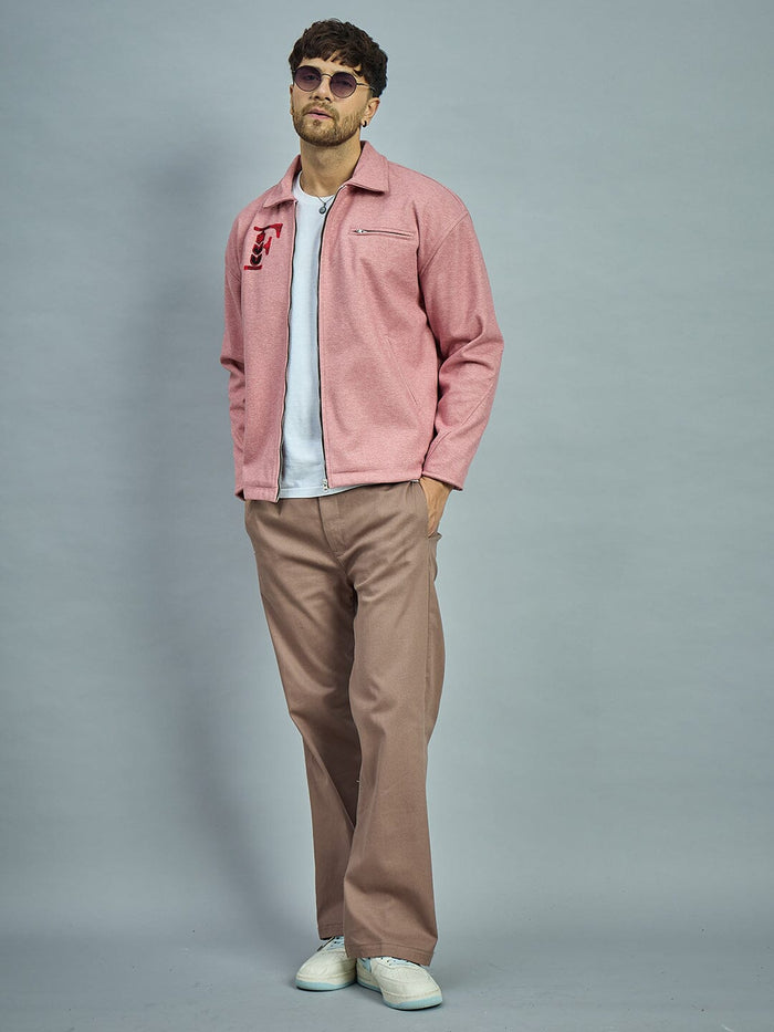 Dusty Pink Melange Harrington Jacket