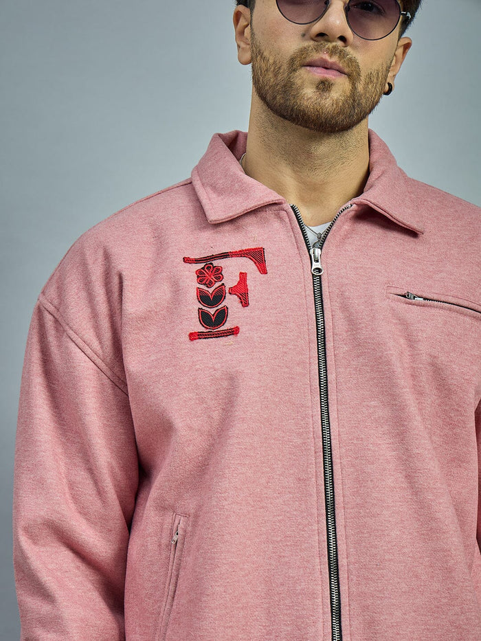 Dusty Pink Melange Harrington Jacket