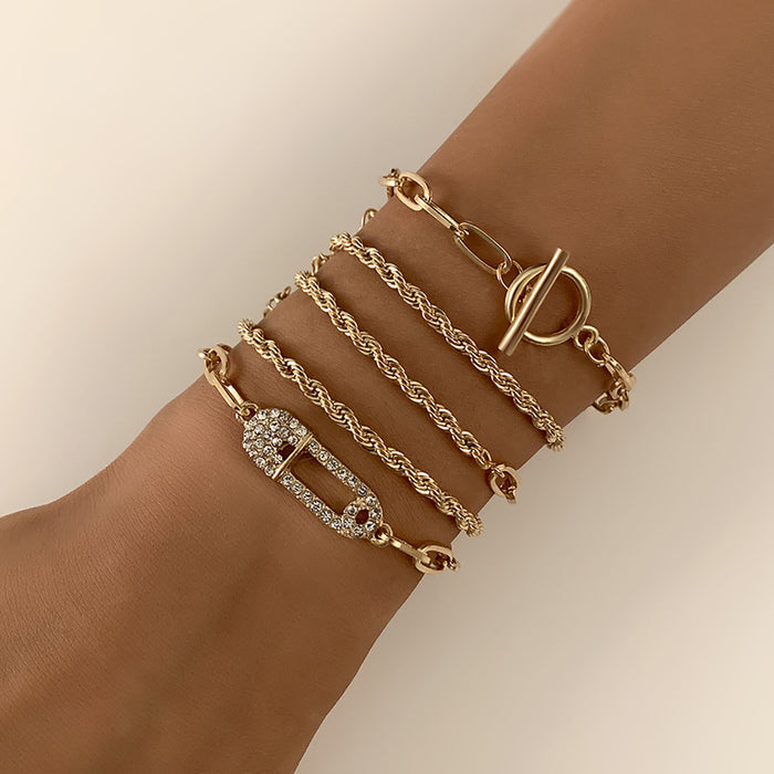 European And American Style Retro Metal Ot Buckle Twist Chain Bracelet