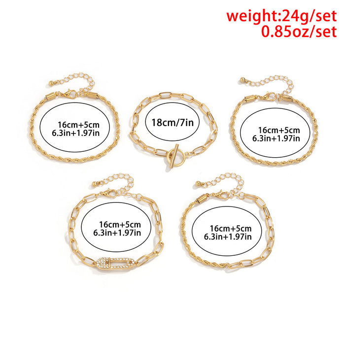 European And American Style Retro Metal Ot Buckle Twist Chain Bracelet