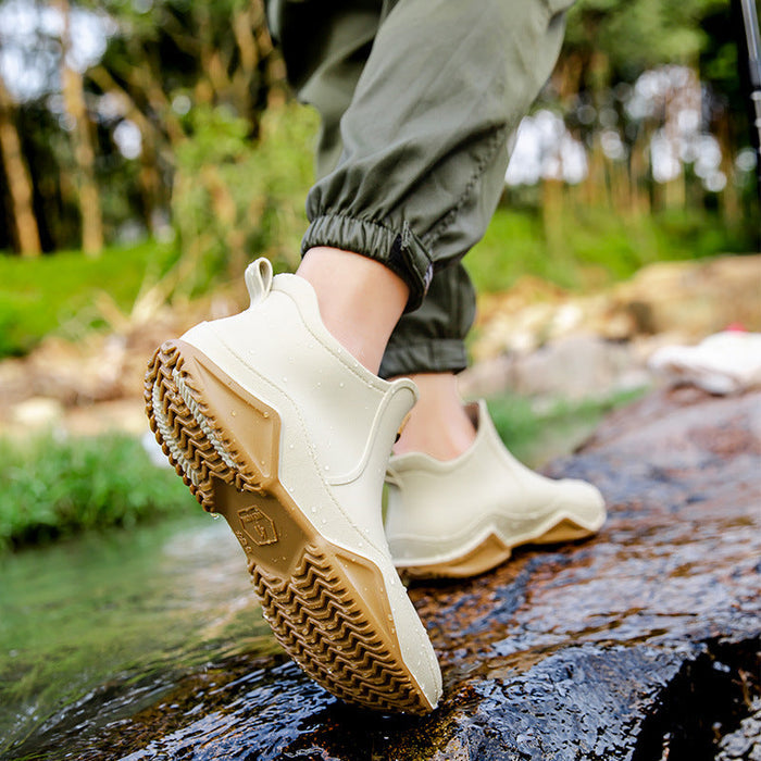 Fashionable Short-Cut Unisex Rain Boots – Waterproof, Anti-Slip, All-Season PVC Fishing & Work Boots