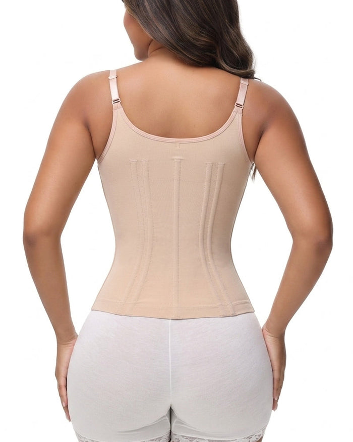 Floral Lace Overbust Waist Trainer Top With Nipple Covers - By Qivii