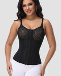 Floral Lace Overbust Waist Trainer Top With Nipple Covers - By Qivii