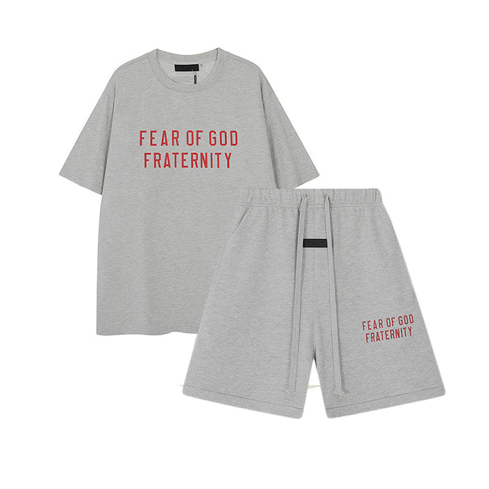 FW24 FRATERNITY T-Shirt / Shorts / Set - Gray  - By Qivii