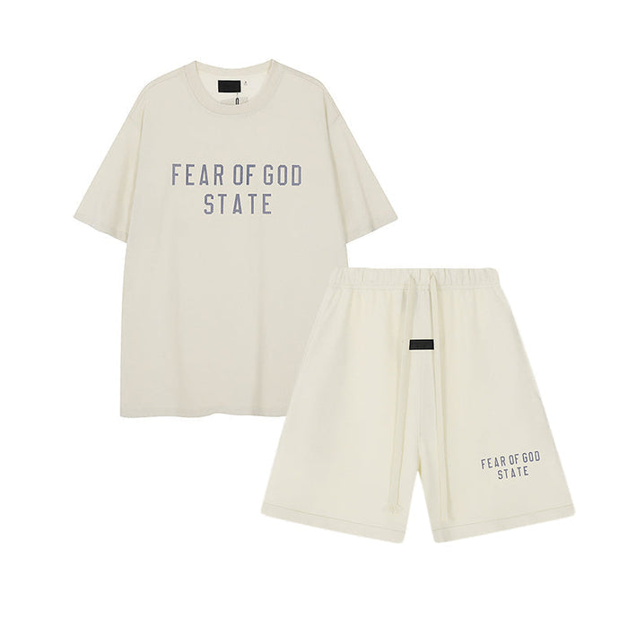 FW24 STATE T-Shirt / Shorts / Set -  Milky White  - By Qivii