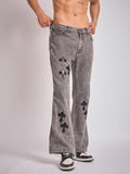 Grey Pu Cross Flared Denim