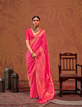 Hot Pink Handloom Weaving Saree
