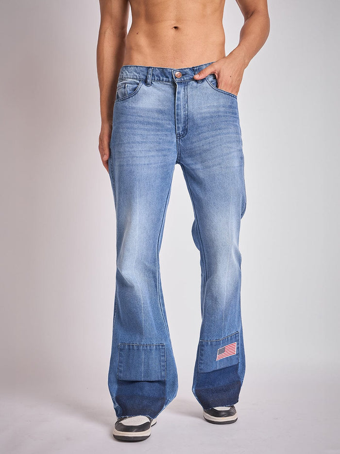 Indigo Super Flared Cut & Sew Denim
