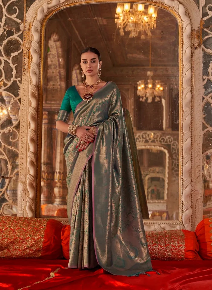 Jewel Green Handloom Weaving Saree