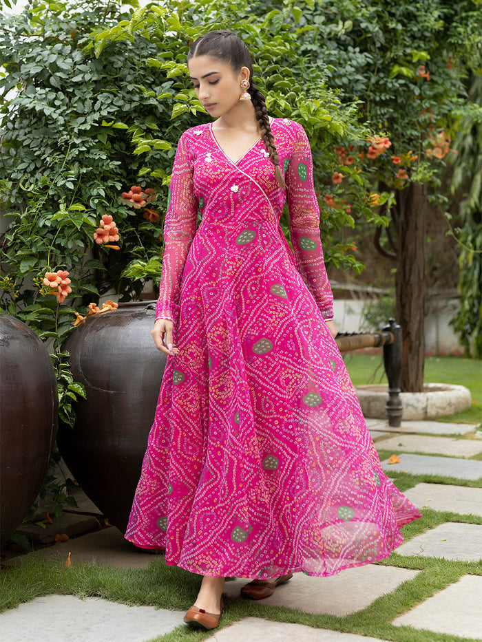 Kiki Pink Leheriya Kurta