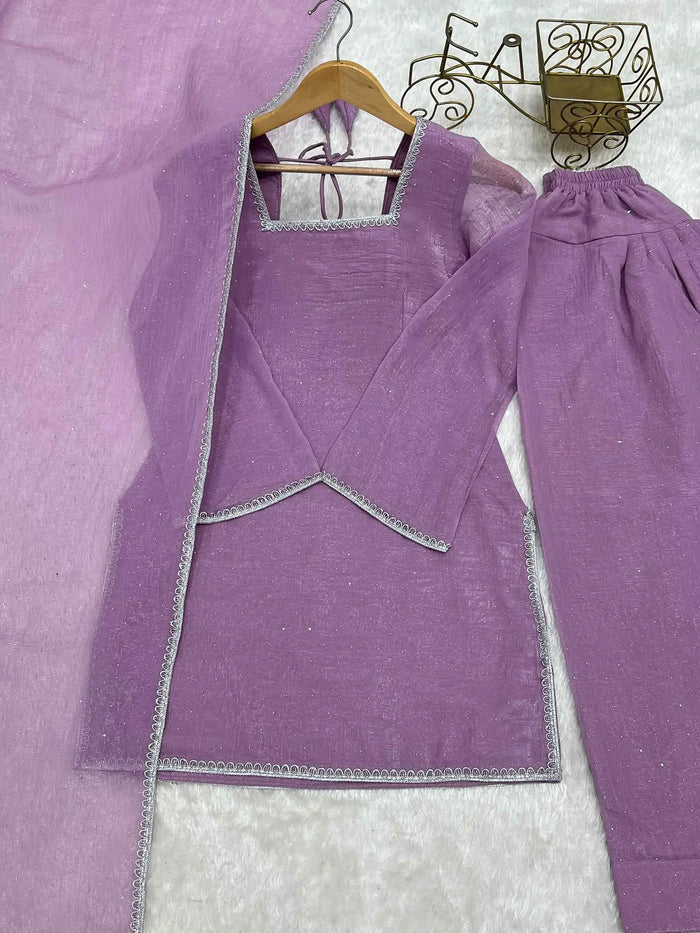 Lavender Designer Silk Salwar Suit