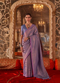 Lavender Handloom Weaving Saree