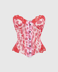 Leopard Print Lace Trim Waist Corset  - By Qivii