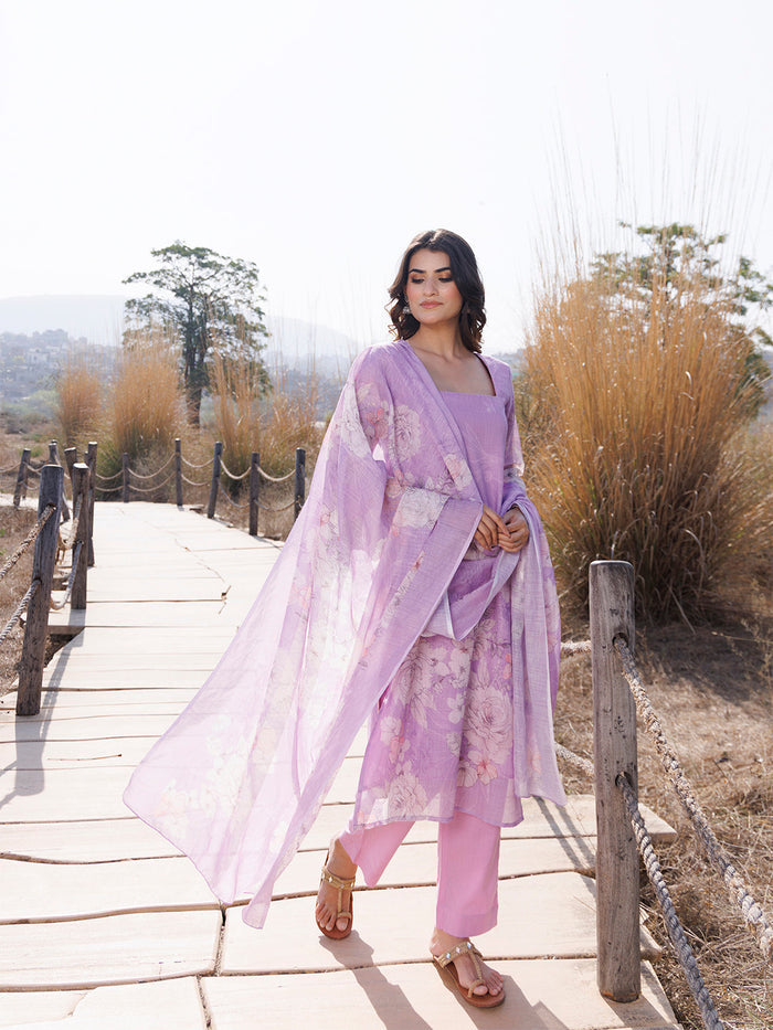 Light Lilac Cotton Linen Suit Set