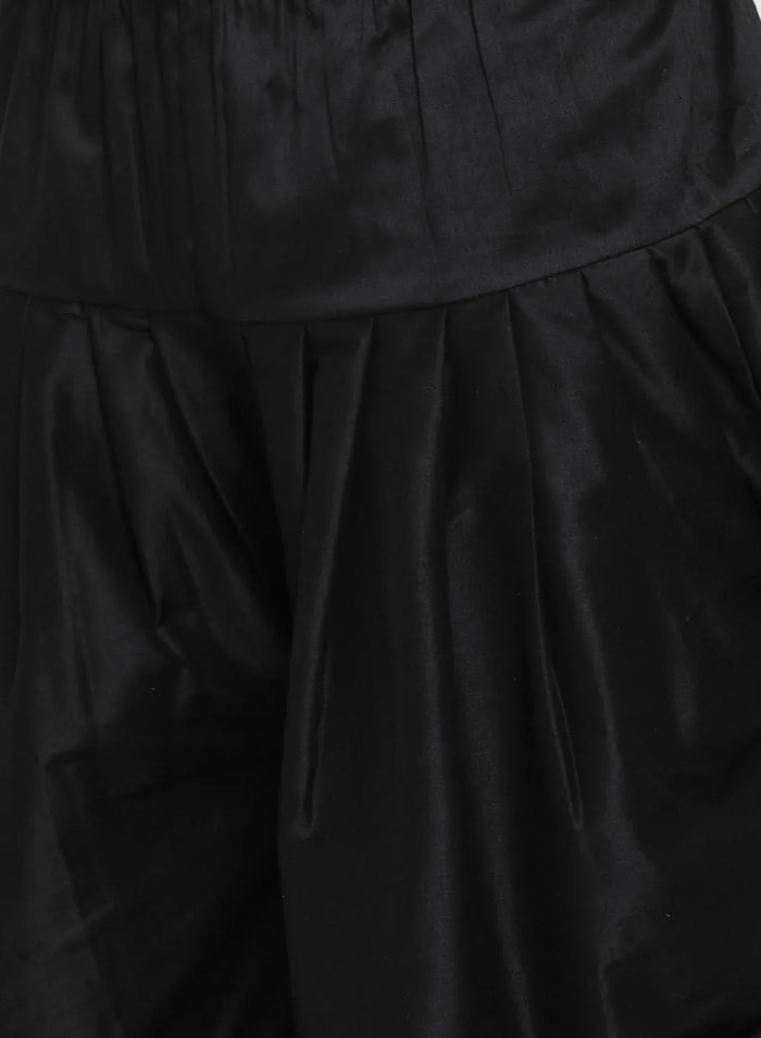 Men's Black Mirror Kurta Dhoti Set