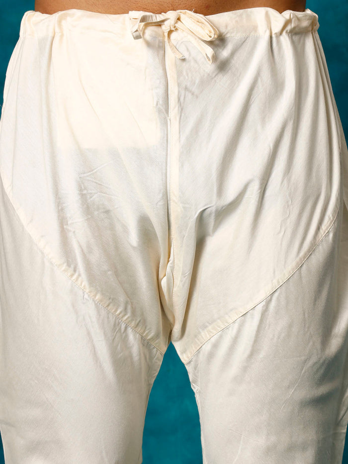 Men's Cream Cotton Blend Kurta Pyjama Set