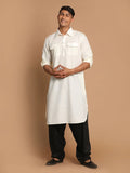 Men's Cream Cotton Blend Pathani Suit Set