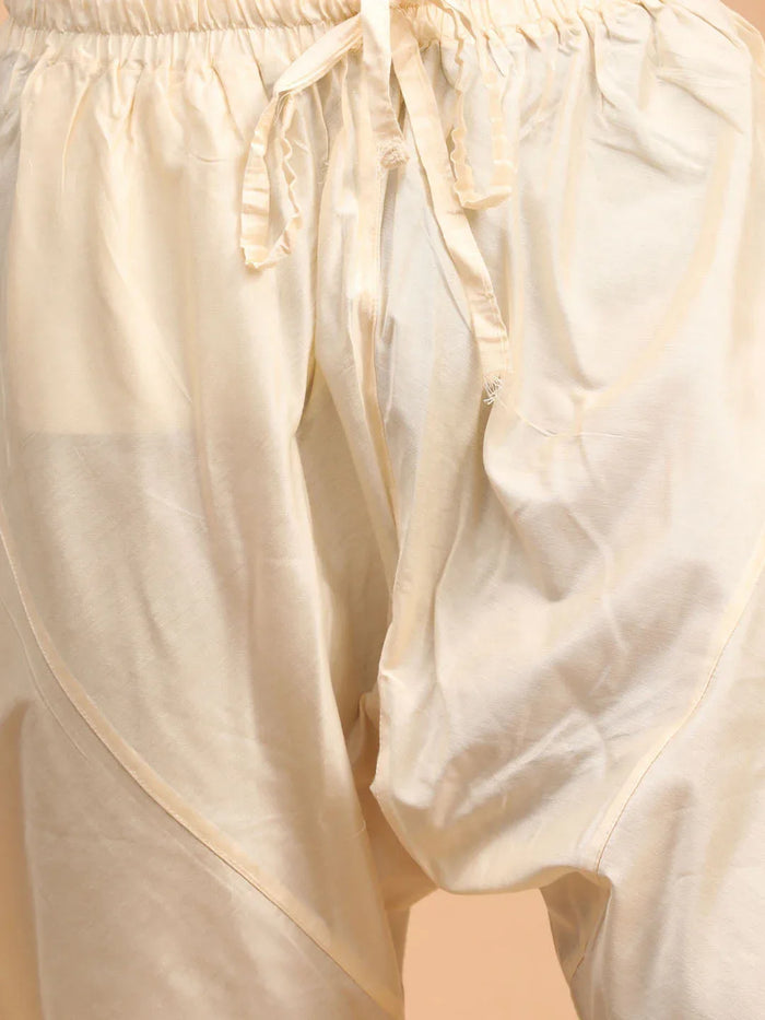 Men's Cream Vertical Mirror Kurta Pyjama Set