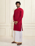 Men's Maroon Rayon Cotton Kurta