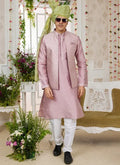 Men's Onion Art Silk Embroidery Work Jacket Set