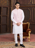 Men's Pink Art Silk Digital Print Jacket Set