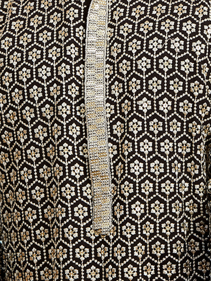 Men's Plus Black Sequin Kurta