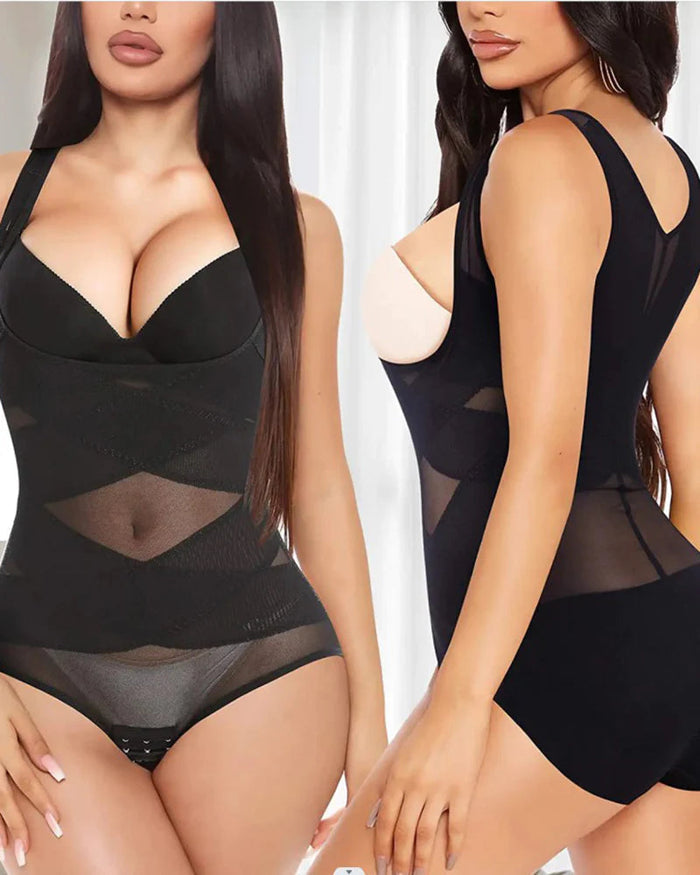 Mesh Seamless Waist Slimmer Corset Butt Shaping Shapewear Bodysuit  - By Qivii