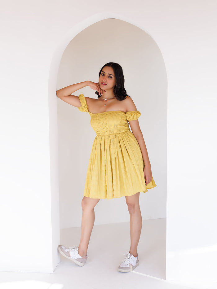 Misted Yellow Mini Dress